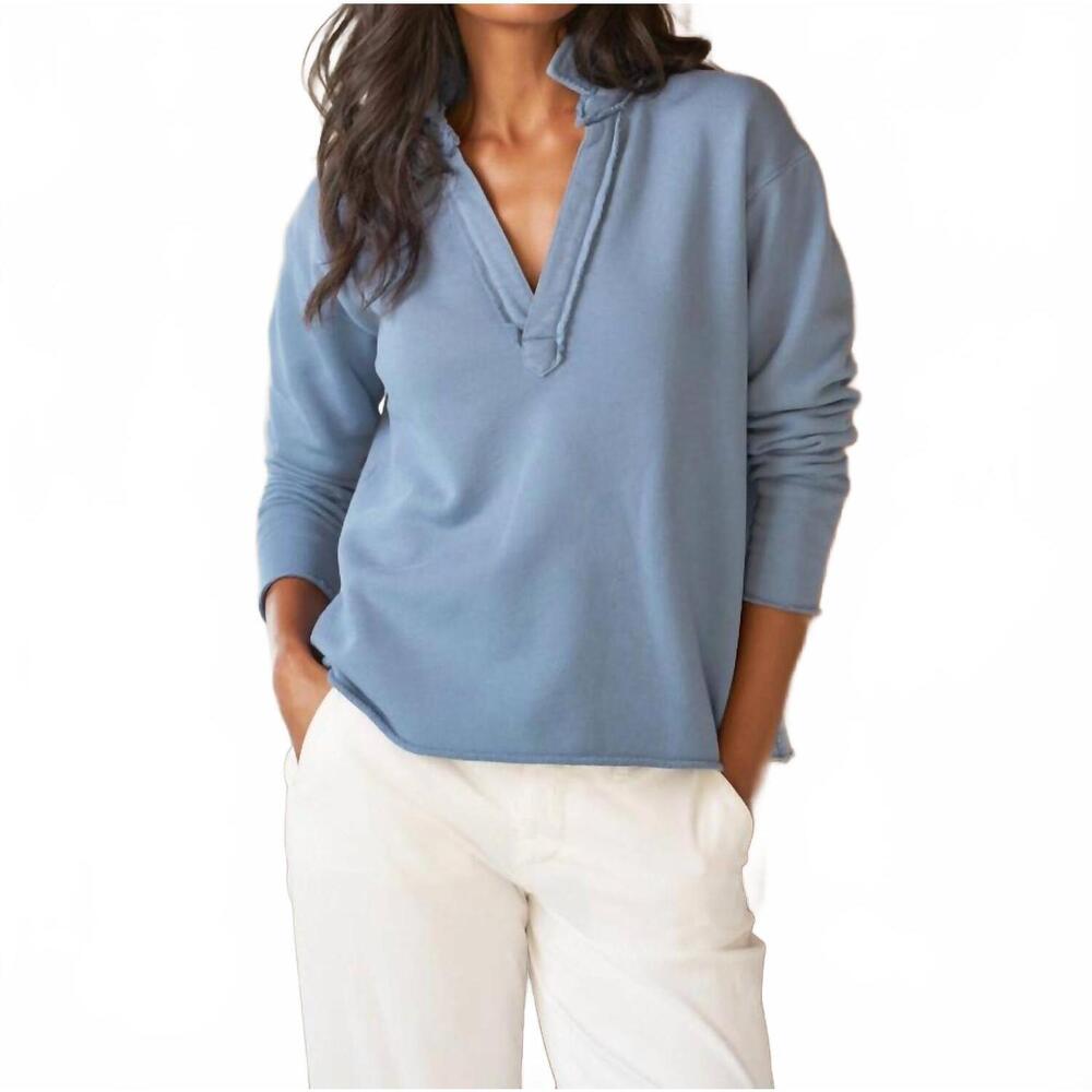 NEW FRANK & EILEEN patrick triple fleece popover henley top in slate